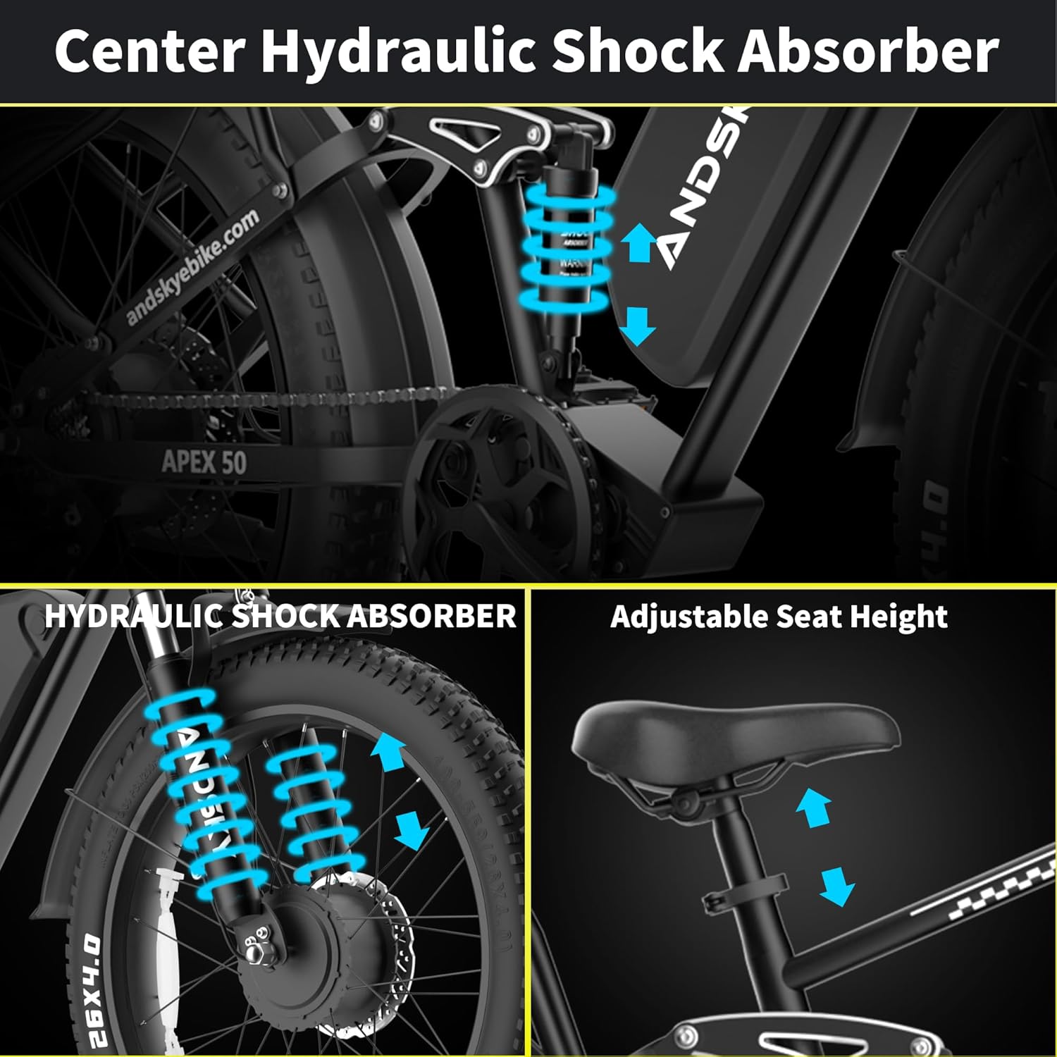 ANDSKY Apex50 AWD Electric Bik - 48V 1500W Rear Hub Motor With Battery 评论和价格