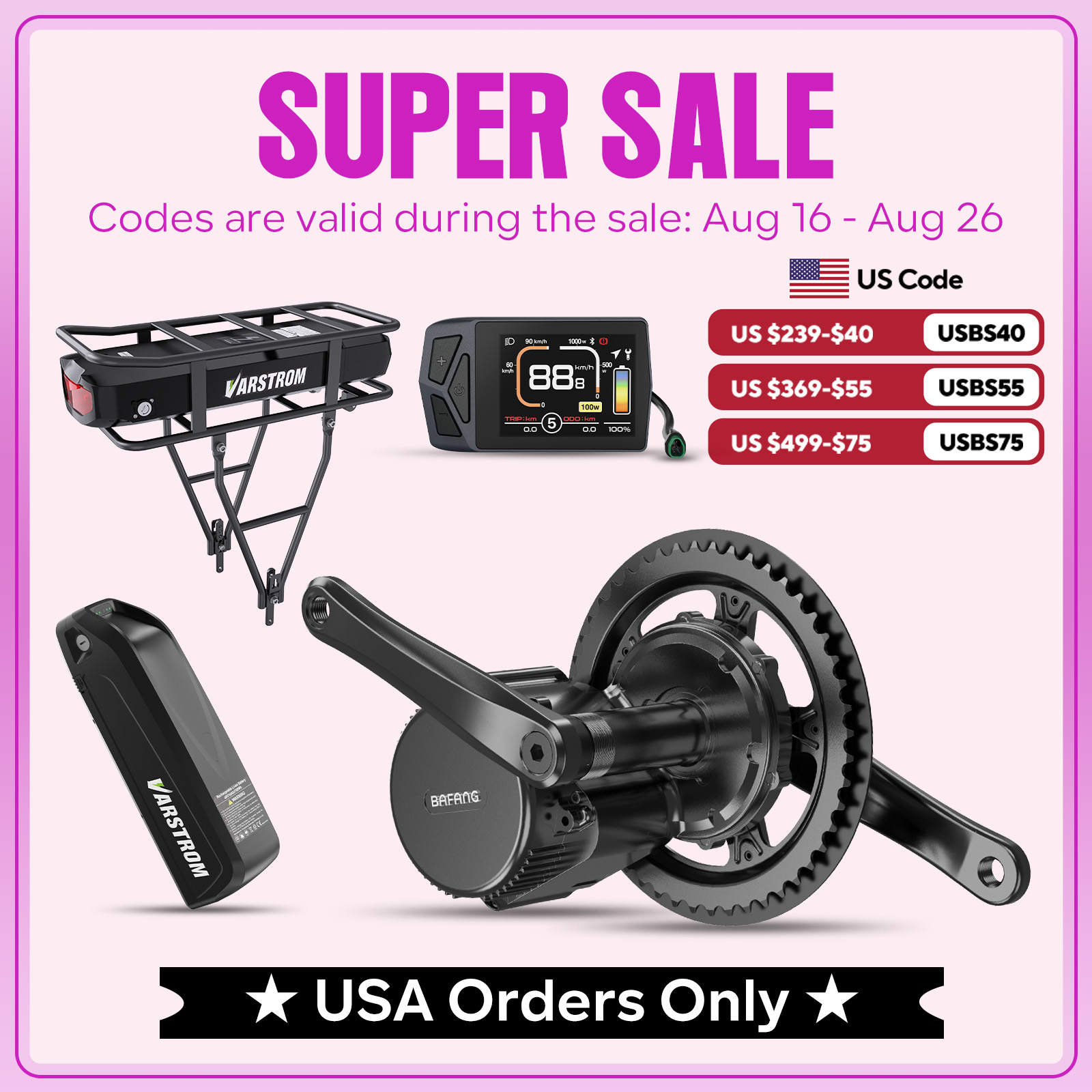 [US Stock] Bafang 48V750W Mid  - Side Hung Mid Drive Motor Kit 评论和价格