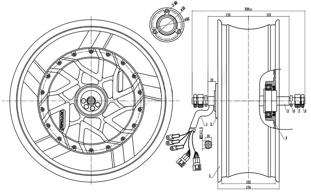 QSMOTOR 17X6.0 Inch 273 12000W - 12000W Electric Motorcycle Hub Motor 评论和价格