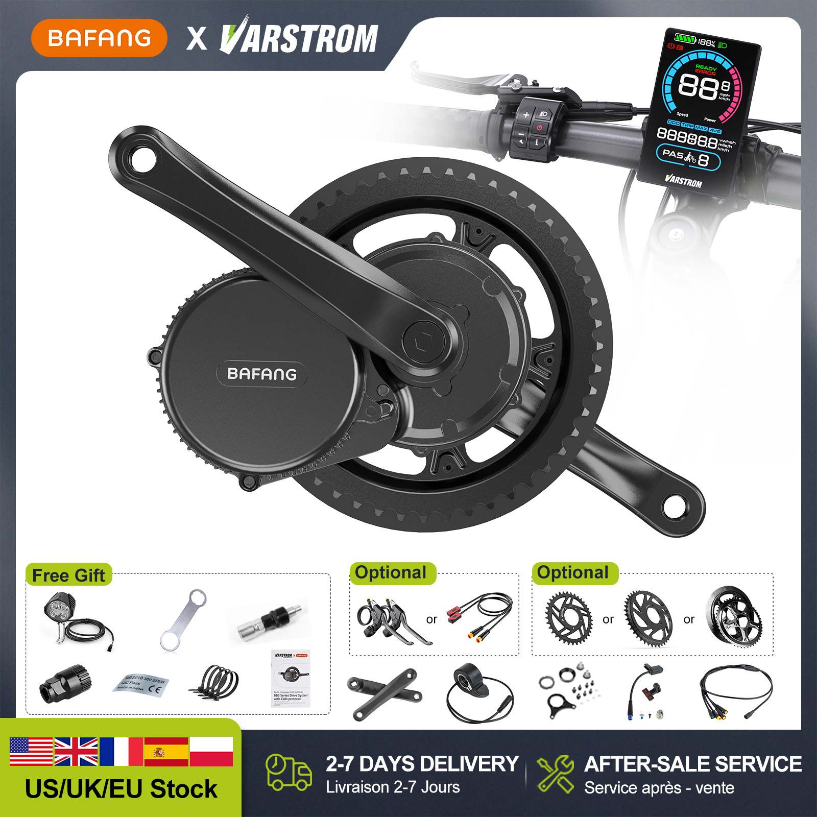 [US Stock] BAFANG 48V 500W 750 - Side Hung Mid Drive Motor Kit 评论和价格